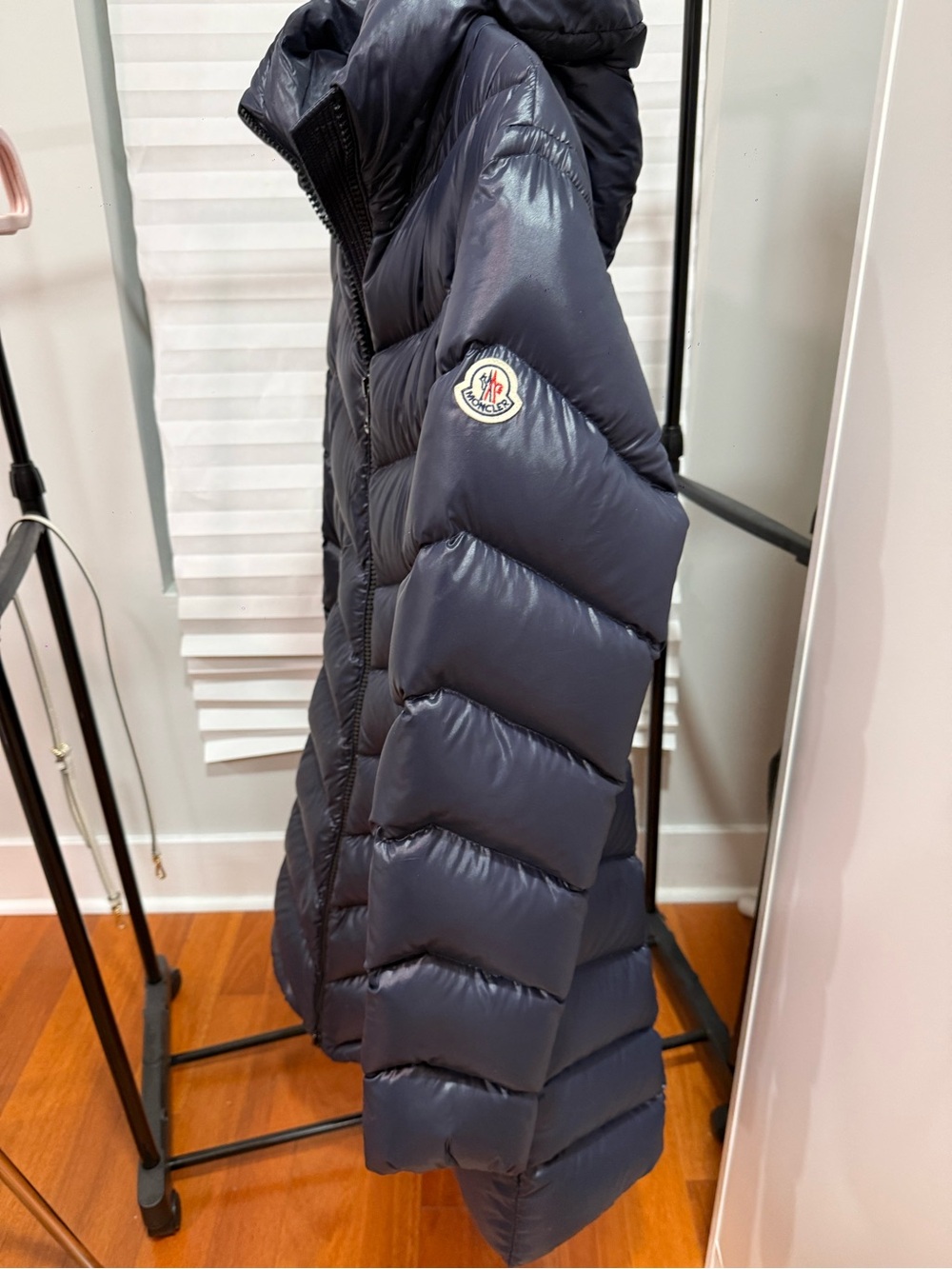 Moncler Dark Navy Quilted Hooded Long Puffer Coat - Picture 2 of 12